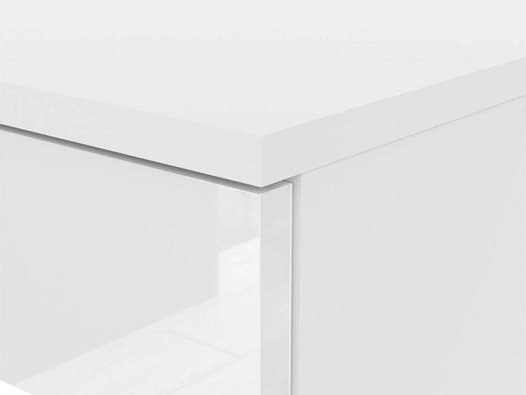 Komoda z czterema szufladami i oświetleniem LED na czarnych nóżkach Nuveo Biały połysk