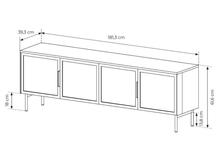Szafka RTV z czterema drzwiami Lumina Dąb Dunin