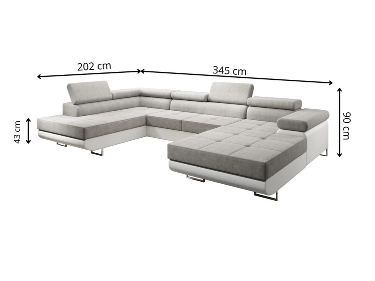 Narożnik U lewy z funkcją spania i pojemnikiem Solam U Brązowy