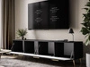Szafka RTV pod telewizor z drzwiczkami na złotych nóżkach 200 cm Noaé Czarny Połysk