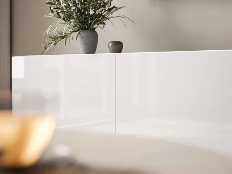 Szafka RTV pod telewizor z drzwiczkami na czarnych nóżkach 200 cm Nodoo Biały połysk