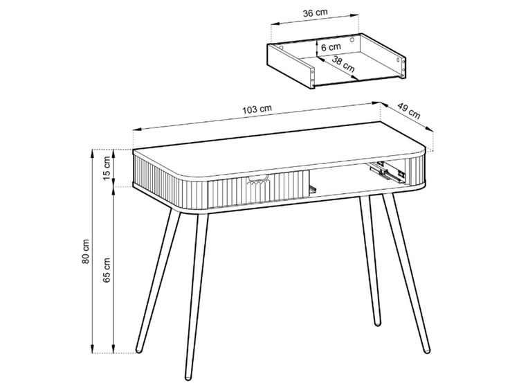 Toaletka z złotymi metalowymi nogami Viva Biała