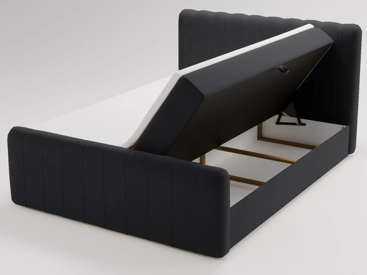 Łóżko kontynentalne z pojemnikiem na pościel 180x200 Osteno Czarne