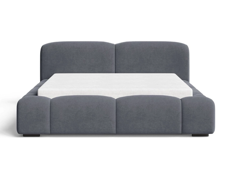 Łóżko tapicerowane z pojemnikiem i stelażem 140x200 Aubi Ciemnoszare