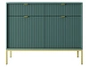Komoda z drzwiami i szufladami Amber zielona na złotych nogach