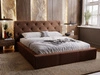 Łóżko tapicerowane z pojemnikiem i stelażem 140x200 Milano Brązowe