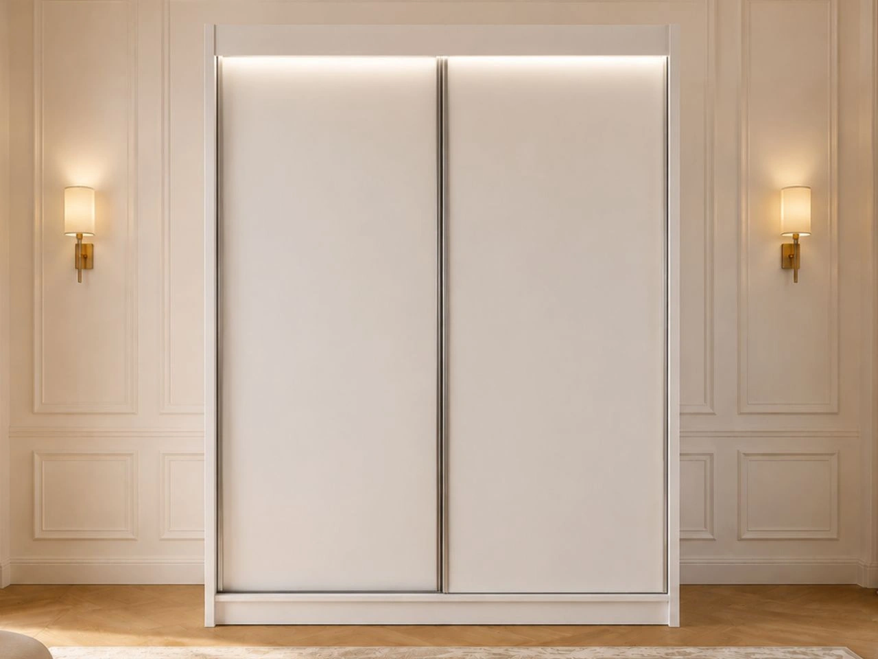 Szafa przesuwna 150 cm z oświetleniem LED Diano Biała