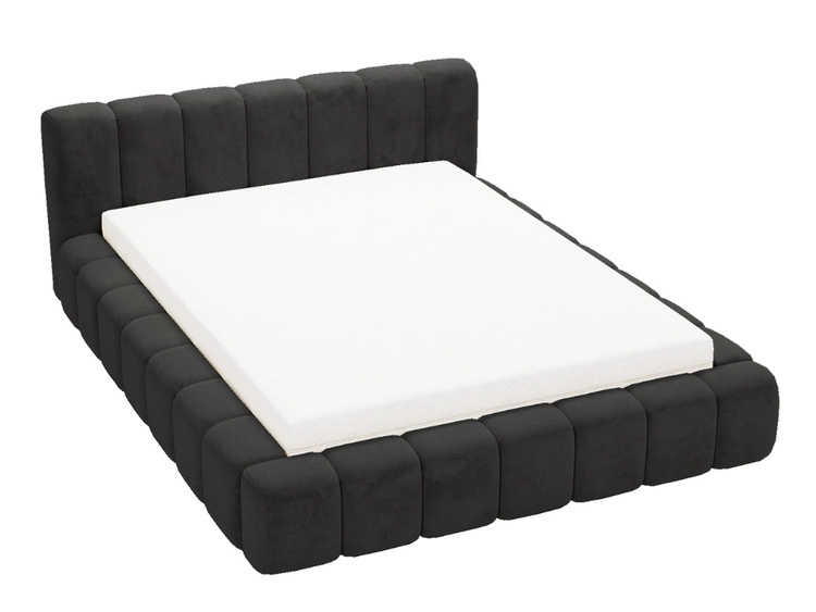 Łóżko tapicerowane z pojemnikiem na pościel 140x200 Ibiza Czarne