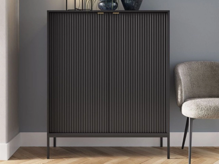 Zestaw mebli do salonu Amber czarny na czarnych nogach