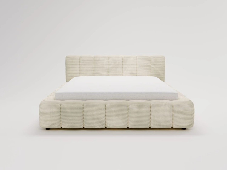 Łóżko tapicerowane z pojemnikiem na pościel 160x200 Ibiza Kremowy