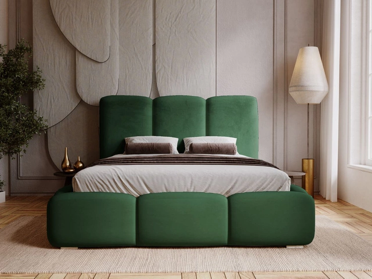 Łóżko tapicerowane z pojemnikiem i stelażem 180x200 cm Bubble Zielone