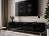 Szafka RTV pod telewizor z drzwiczkami na srebrnych nóżkach 200 cm Noaé Czarny Połysk