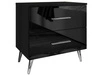 Stolik nocny z szufladami na srebrnych nogach Nuveo Czarny połysk