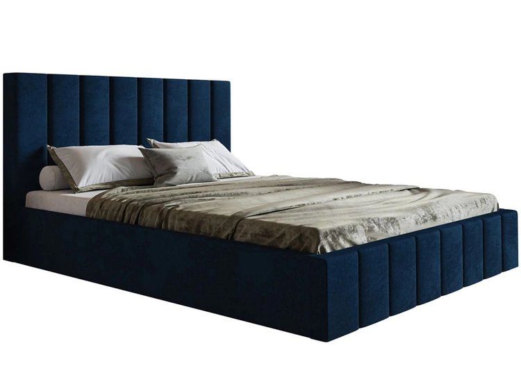 Łóżko tapicerowane z pojemnikiem i stelażem Siena 180x200 granatowy