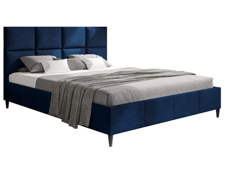 Łóżko tapicerowane ze stelażem 180x200 Luxe Ciemny niebieski