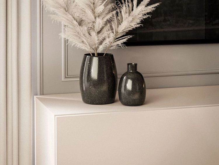 Szafka RTV do salonu 180 cm z czarnymi nóżkami i oświetleniem LED Aurelie Kaszmir mat