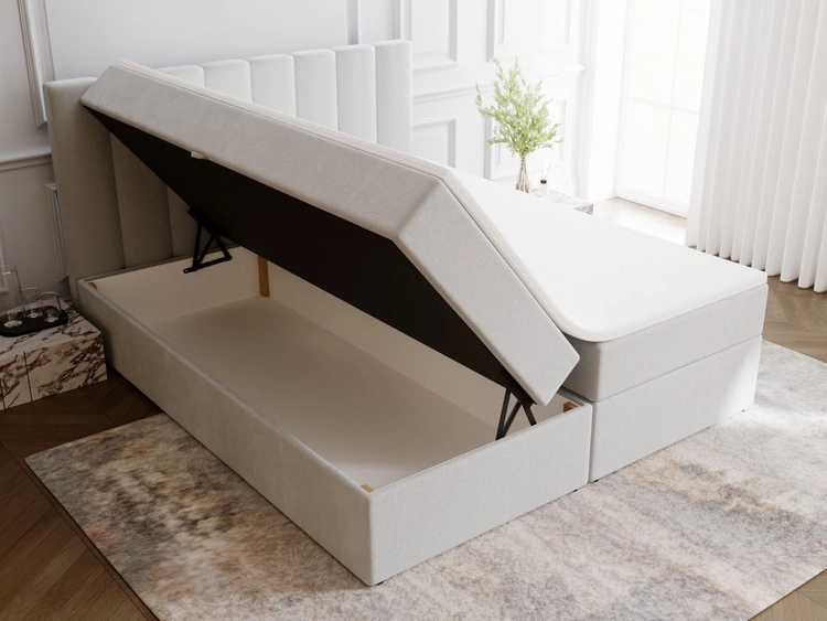 Łóżko kontynentalne z pojemnikiem na pościel 140x200 Mocca Szare