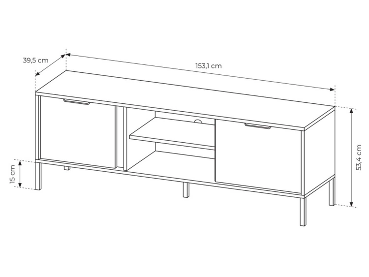 Szafka pod telewizor z drzwiczkami 153 cm Drino Antracyt