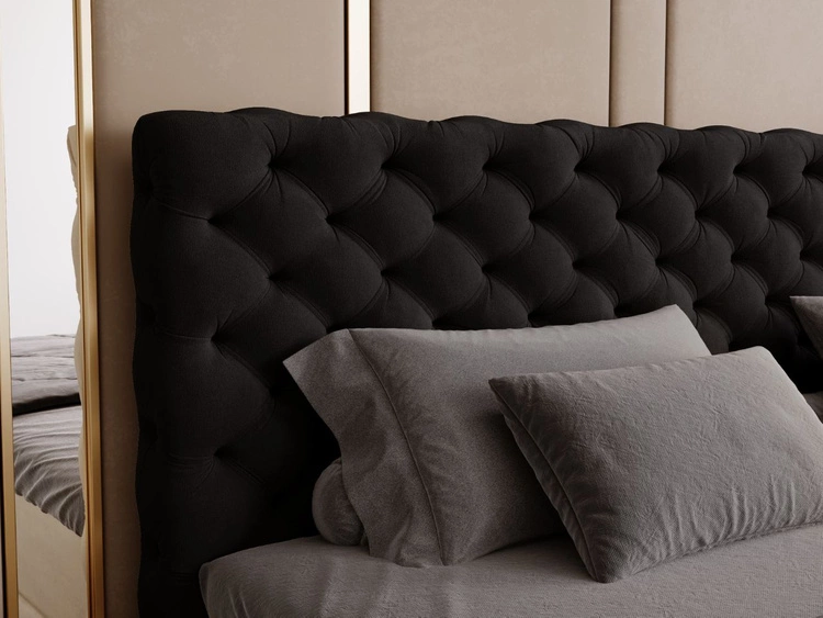 Łóżko kontynentalne z pojemnikiem na pościel 200x200 Bergamo czarne