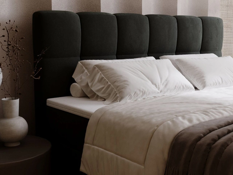 Łóżko kontynentalne z pojemnikiem na pościel 140x200 Maison Ciemnoszare