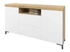 Zestaw mebli do salonu - szafka RTV i komoda na czarnych nóżkach Asumi Biały i dąb wotan
