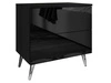 Stolik nocny z szufladami na srebrnych nogach Nuveo Czarny połysk