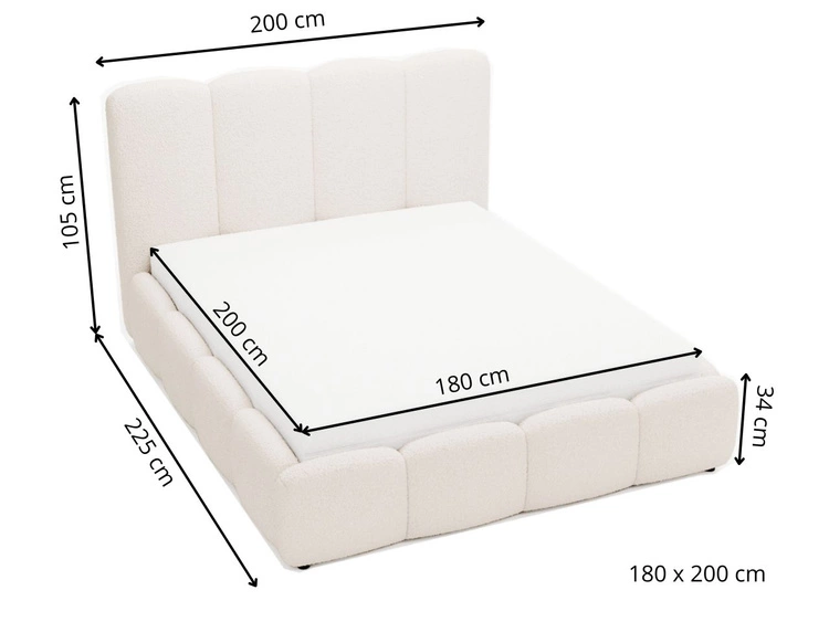 Łóżko tapicerowane z pojemnikiem i stelażem 180x200 Galli Czarne