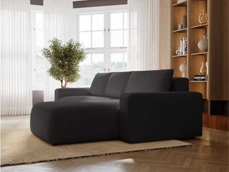 Narożnik L Prawy z funkcją spania i pojemnikiem Tazones Czarny