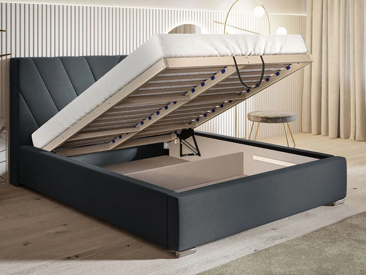 Łóżko tapicerowane z pojemnikiem i stelażem 180x200 Tivoli Ciemnozielone