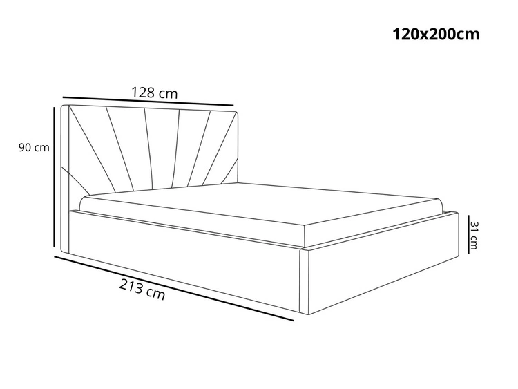 Łóżko tapicerowane z pojemnikiem i stelażem 120x200 Orlo jasnoszare