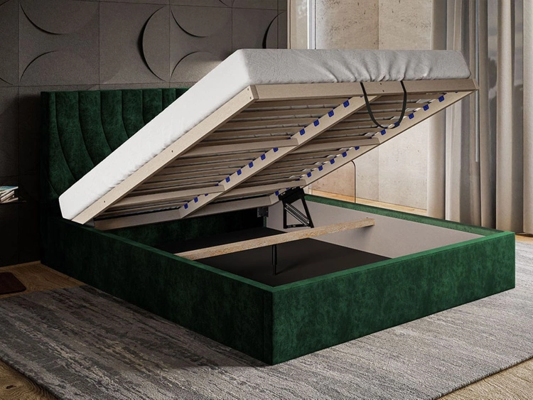 Łóżko tapicerowane z pojemnikiem i stelażem 180x200 Corti Czarny