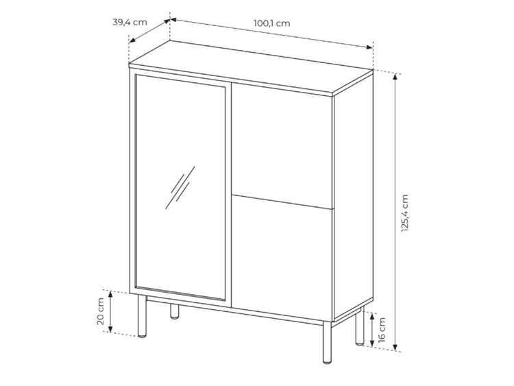 Niska witryna stojąca do salonu Loara Czarna, Dąb Evoke