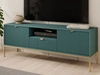 Szafka pod telewizor z szufladami i drzwiczkami Amber zielona na złotych nogach