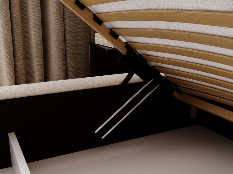 Łóżko tapicerowane z pojemnikiem i stelażem 140x200 Palermo Kremowe