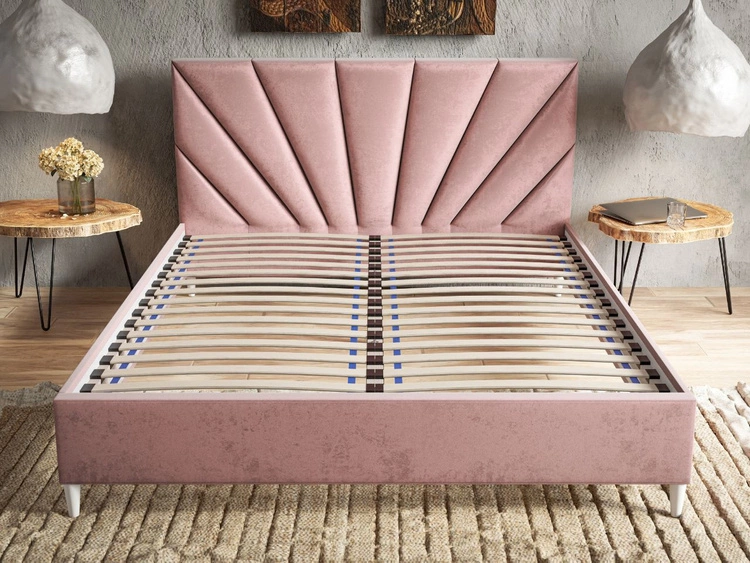 Łóżko tapicerowane ze stelażem 180x200 Fuzi różowe