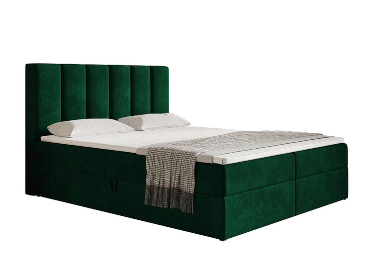 Łóżko kontynentalne z pojemnikiem na pościel 140x200 Cascada zielone
