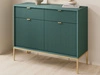 Komoda z drzwiami i szufladami Amber zielona na złotych nogach