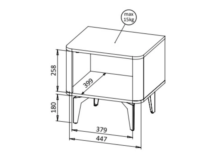 Stolik nocny z szafką Arelis Kaszmir, Orzech Royal