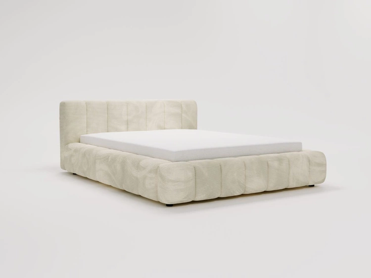 Łóżko tapicerowane z pojemnikiem na pościel 160x200 Ibiza Kremowy