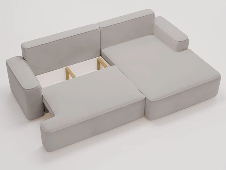 Narożnik L Prawy z funkcją spania i pojemnikiem California Jasnoszary