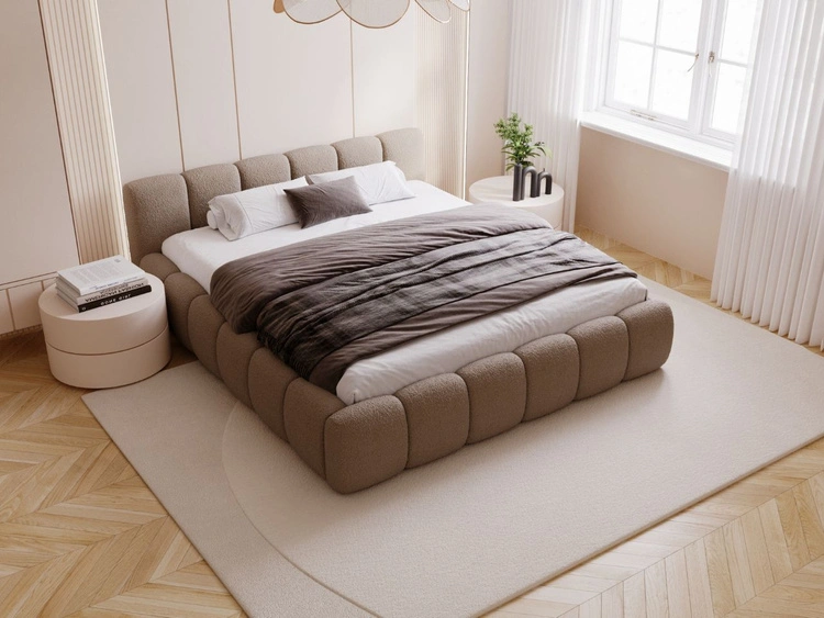 Łóżko tapicerowane z pojemnikiem i stelażem 140x200 Cloud Low brązowe