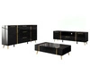 Zestaw mebli do salonu w stylu glamour na nóżkach Lunelie Czarny połysk
