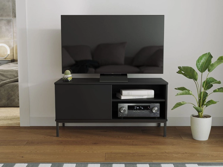 Szafka pod telewizor z drzwiczkami Soroko Czarny