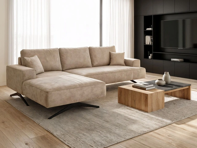 Narożnik L Lewy na metalowych nóżkach Leto beżowy