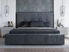 Łóżko tapicerowane z pojemnikiem i stelażem 140x200 Valencia Ciemny szary