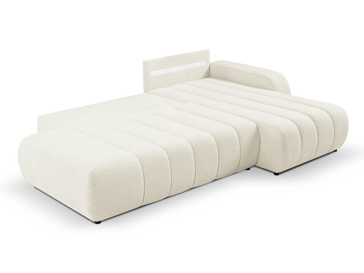 Narożnik z pojemnikiem i funkcją spania Prawy Adoro Kremowy