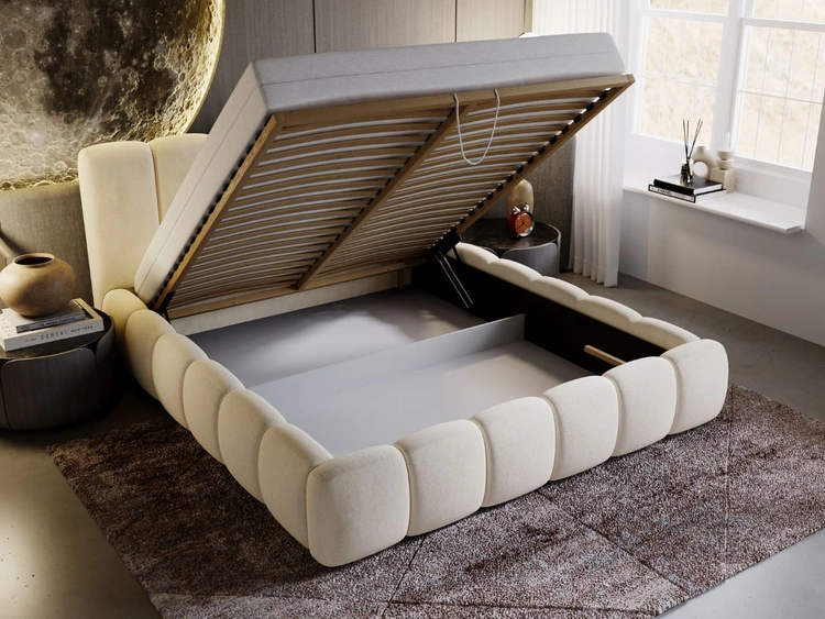 Łóżko tapicerowane z pojemnikiem i stelażem 120x200 Cloud Beżowy