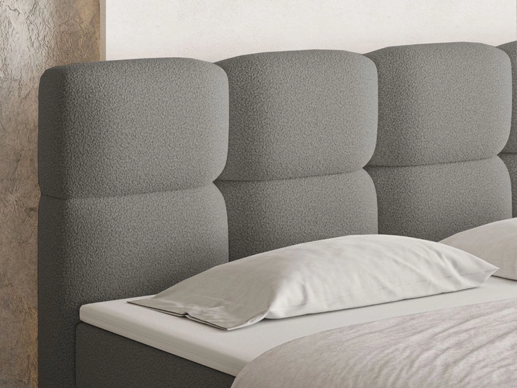 Łóżko kontynentalne z pojemnikiem na pościel 120x200 Rivon Szare