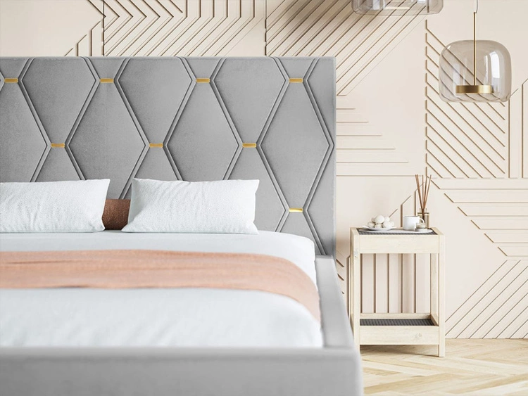 Łóżko tapicerowane z pojemnikiem i stelażem 120x200 Tasso Niebieskie