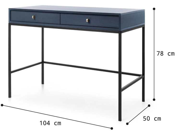 Toaletka z czarnymi metalowymi nogami Amor Granatowa